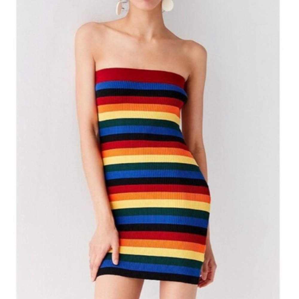 Urban Outfitters Rainbow ribbed tube dress pride - Picture 2 of 7